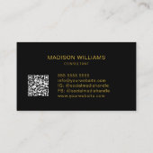 Modern Monogram Logo QR Code Zwart Goud Consultant Visitekaartje (Achterkant)