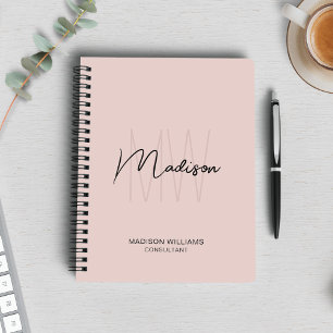 Modern Monogram Logo Roze Roze Consultant Notitieboek