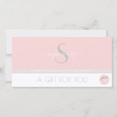 Modern Monogram Logo Roze Salon Cadeaubon (Voorkant)