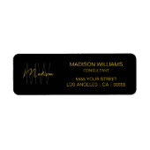 Modern Monogram Logo Zwart Goud Consultant Adres Etiket (Voorkant)