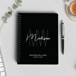 Modern Monogram Logo Zwart Wit Consultant Notitieboek