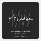 Modern Monogram Logo Zwart Wit Consultant Vierkante Sticker (Voorkant)