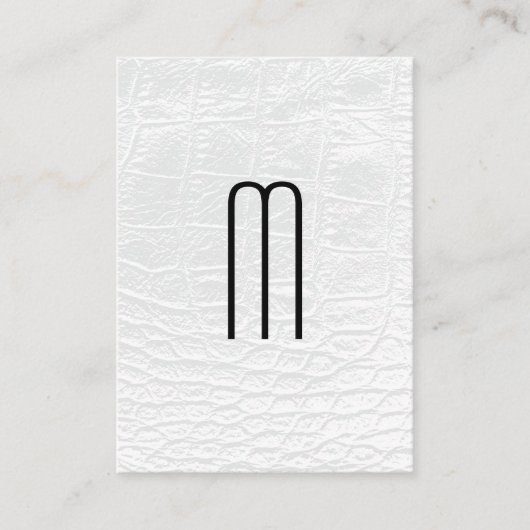 Modern monogram | Luxe wit leer Visitekaartje (Voorkant)