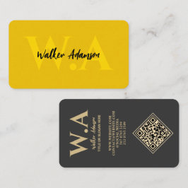 Modern monogram | Luxe zwart en goud Visitekaartje