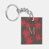 Modern Monogram Maple Leaf Sleutelhanger (Voorkant Links)