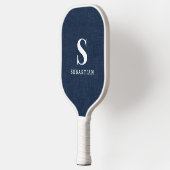 Modern Monogram Marine Blauw en Wit Custom Pickleball Paddle (Links)