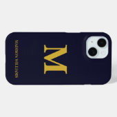 Modern Monogram Marine Blauw Goud Stijlvol Minimal Case-Mate iPhone Case (Achterkant (horizontaal))