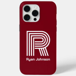 Modern Monogram Maroon iPhone 15 Pro Max Hoesje