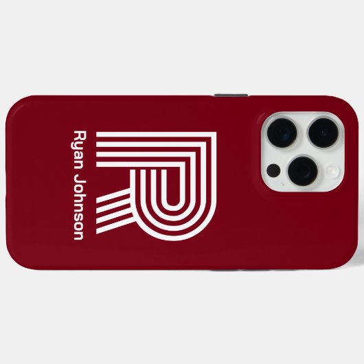 Modern Monogram Maroon Case-Mate iPhone Case (Achterkant (horizontaal))
