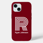 Modern Monogram Maroon Case-Mate iPhone Case (Achterkant)