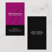 Modern Monogram Mauve Visitekaartje (Voorkant / Achterkant)