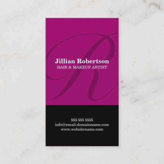 Modern Monogram Mauve Visitekaartje (Voorkant)