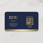 Modern Monogram Medical Caduceus Blue Faux Gold Visitekaartje (Achterkant)