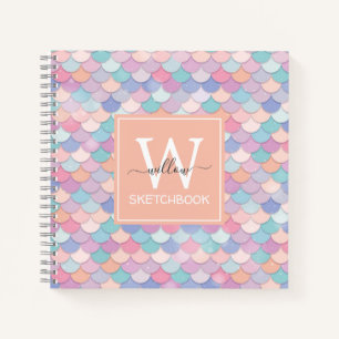 Modern Monogram  Mermaid Oranje Sketchbook Notitieboek