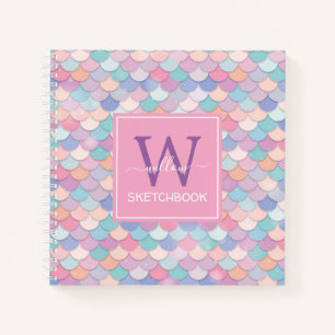 Modern Monogram  Mermaid Pink Sketchbook Notitieboek