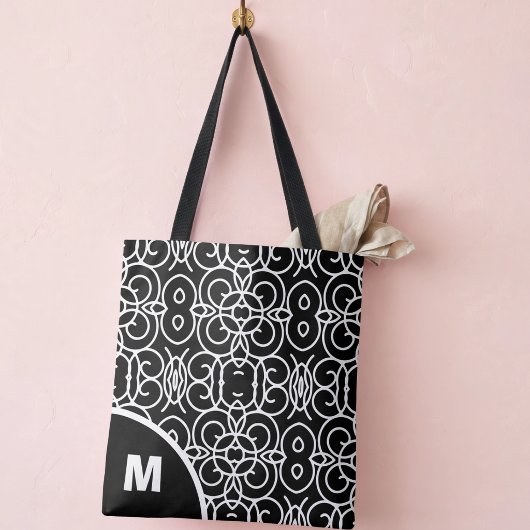 Modern Monogram Met Geometrisch Luspatroon Tote Bag