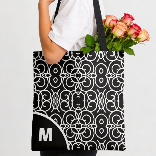 Modern Monogram Met Geometrisch Luspatroon Tote Bag