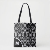 Modern Monogram Met Geometrisch Luspatroon Tote Bag (Voorkant)