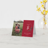 Modern Monogram met grote fotokerstmis Kaart (Gele Bloem)