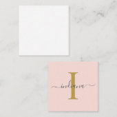 Modern Monogram met handschrift Grijze roze goudro Notitiekaartje (Voorkant / Achterkant)