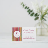 Modern Monogram met Kleurrijke Strepen & Cirkels Visitekaartje (Staand voorkant)