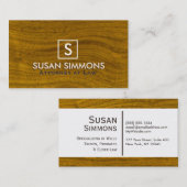 Modern Monogram met naam op houtafdrukken Visitekaartje (Voorkant / Achterkant)