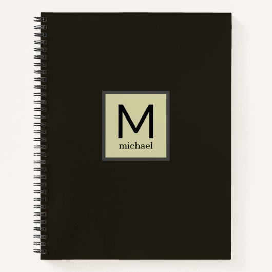 Modern monogram met naam op vierkante rand-laptop notitieboek (Voorkant)