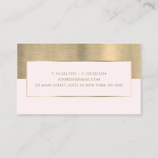 Modern monogram metaalgoud & roze advies visitekaartje (Achterkant)