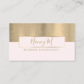 Modern monogram metaalgoud & roze advies visitekaartje (Voorkant)