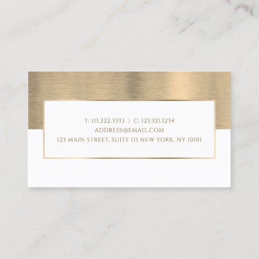 Modern monogram metaalgoud & witadvies visitekaartje (Achterkant)