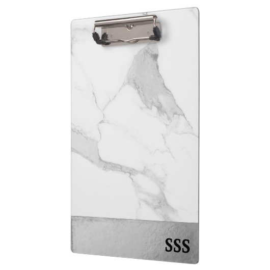Modern Monogram Metal White Marble Klembord (Links)