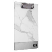 Modern Monogram Metal White Marble Klembord (Rechts)