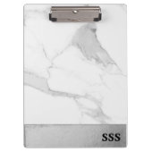 Modern Monogram Metal White Marble Klembord (Voorkant)