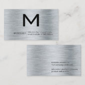 Modern monogram | Metallic geborstelde achtergrond Visitekaartje (Voorkant / Achterkant)