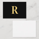 Modern Monogram minimaal zwart goud Notitiekaartje (Voorkant / Achterkant)