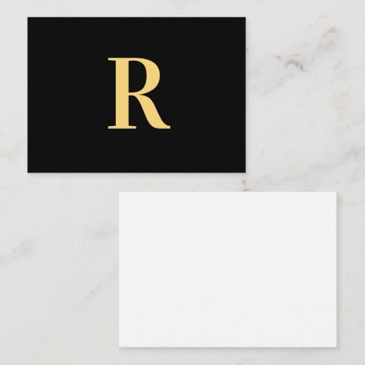 Modern Monogram minimaal zwart goud Notitiekaartje (Voorkant / Achterkant)