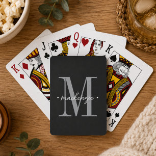 Modern Monogram Minimaal Zwart Wit Pokerkaarten