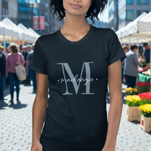 Modern Monogram Minimaal Zwart Wit T-shirt
