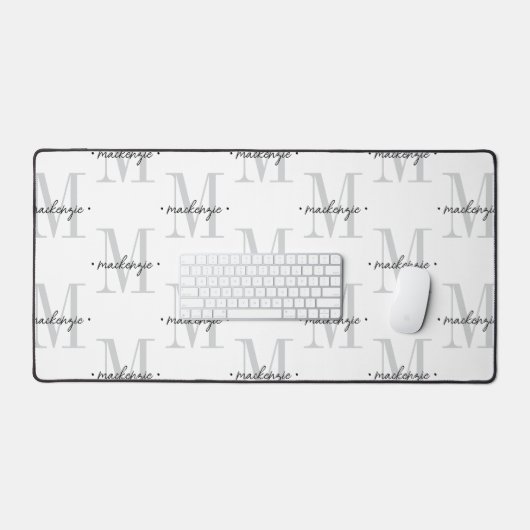 Modern Monogram Minimal Black White Bureaumat (Keyboard & Muis)