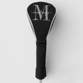 Modern Monogram Minimal Black White Golfheadcover (Voorkant)