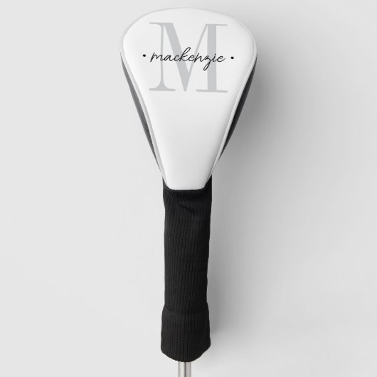 Modern Monogram Minimal Black White Golfheadcover (Voorkant)