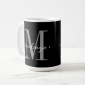 Modern Monogram Minimal Black White Koffiemok (Voorkant links)