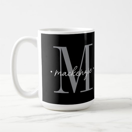Modern Monogram Minimal Black White Koffiemok (Links)