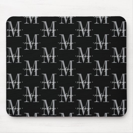 Modern Monogram Minimal Black White Muismat (Voorkant)