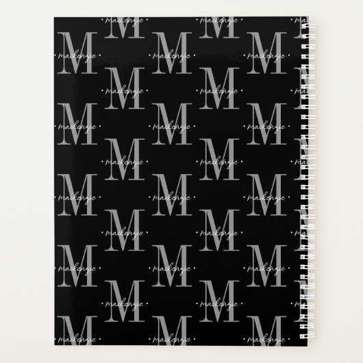 Modern Monogram Minimal Black White Planner (Achterkant)