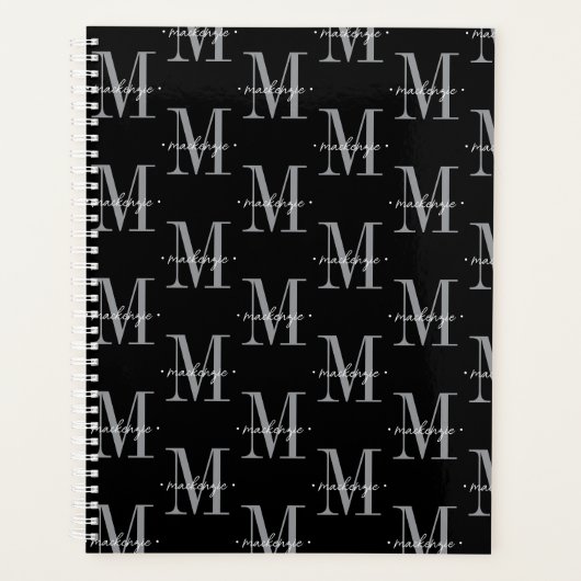 Modern Monogram Minimal Black White Planner (Voorkant)