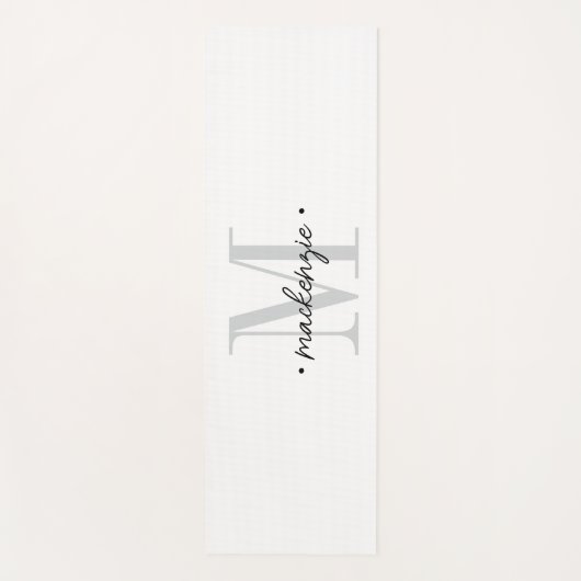Modern Monogram Minimal Black White Yogamat (Voorkant)
