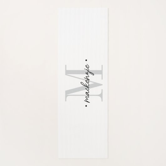 Modern Monogram Minimal Black White Yogamat (Achterkant)