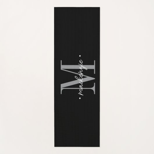 Modern Monogram Minimal Black White Yogamat (Voorkant)