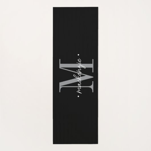 Modern Monogram Minimal Black White Yogamat (Achterkant)